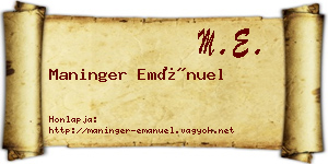 Maninger Emánuel névjegykártya
